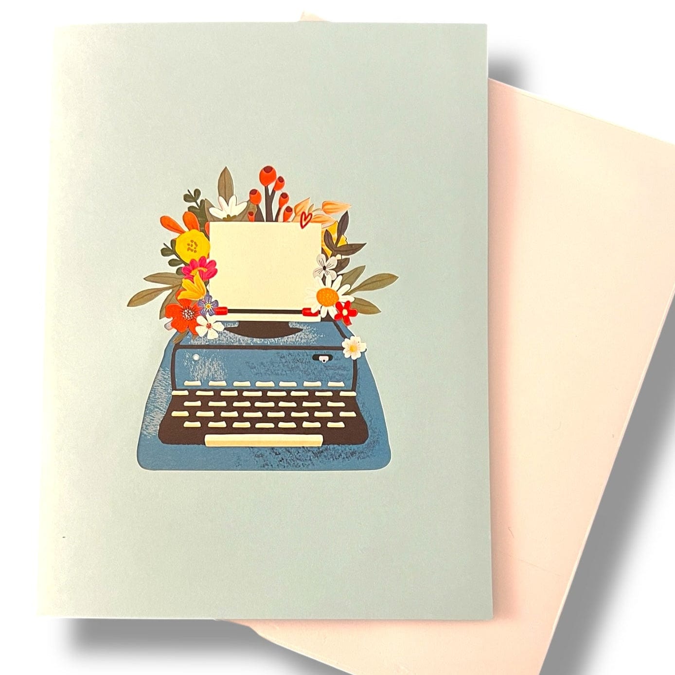 Toronto Typewriters Stationary 3D Pop-Up Typewriter & Flowers Card – Set of 2 (Pink & Blue)