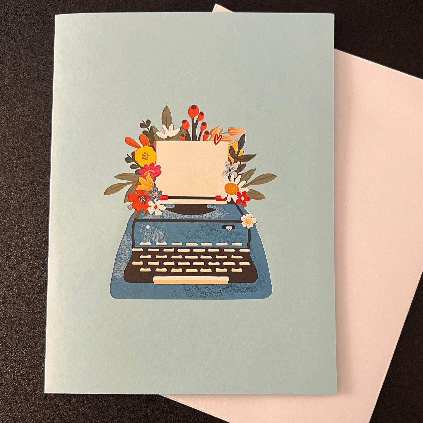 Toronto Typewriters Stationary 3D Pop-Up Typewriter & Flowers Card – Set of 2 (Pink & Blue)