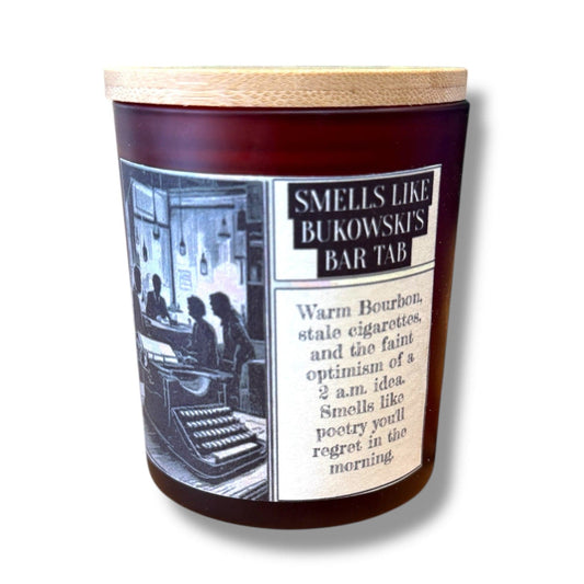 The Midnight Oil Candle Company Typewriter Candles Bukowski's Bar Tab Candle
