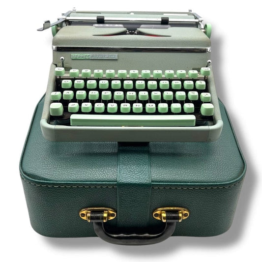 Toronto Typewriters Portable Typewriter Hermes 2000 Typewriter Seafoam Green with Case