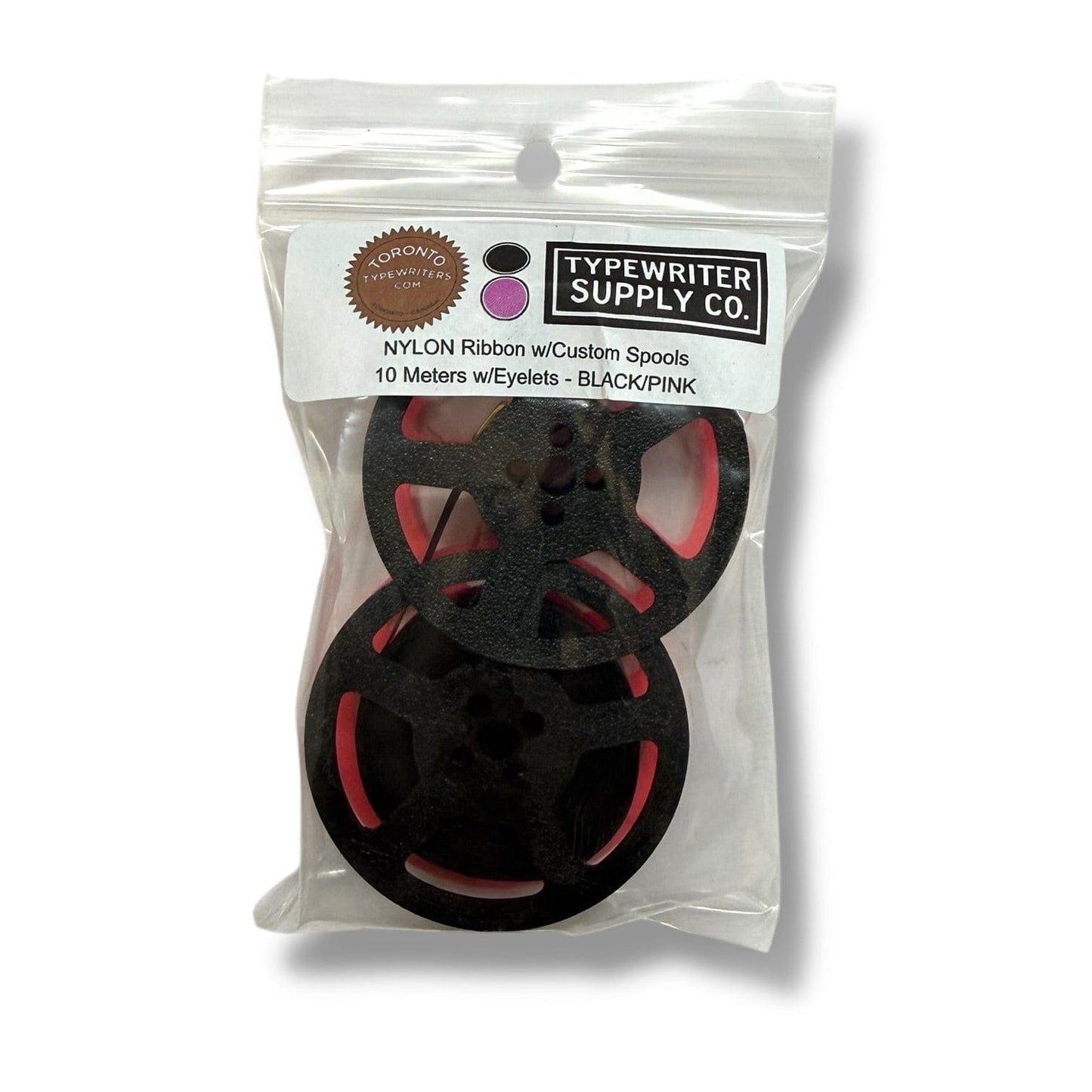 Toronto Typewriters Typewriter Ribbon 🖤🩷 Black Pink Universal Typewriter Spool & Ribbon Set